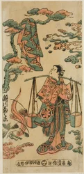 Der Schauspieler Segawa Kikunojo I als Mizue Gozen im Stück Suehiro Izu Nikki, aufgeführt im Nakamura Theater im elften Monat, 1745 (?)