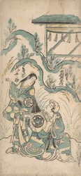 Ichimura Kamezo und Arashi Tomonosuke, ca. 1748