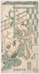 Szene aus dem Drama Hatsu-tori Kuruma Genji