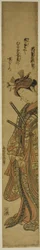 Der Schauspieler Segawa Kikunojo II als Oiso no Tora im Stück "Soga Moyo Aigo no Wakamatsu," aufgeführt im Nakamura-Theater im ersten Monat, 1769