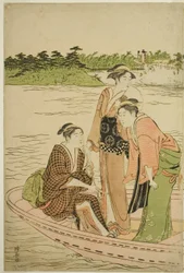 Fähre auf dem Rokugo Fluss