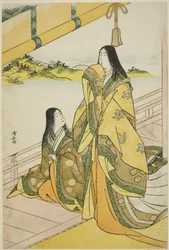 Sei Shonagon und ihre Begleiterin, aus einer unbetitelten Serie von Hofdamen