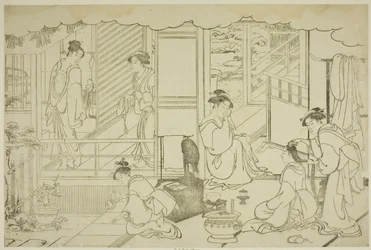 Das erste Bad des neuen Jahres (Yudono hajime), aus dem illustrierten Buch "Farben der dreifachen Morgendämmerung (Saishiki mitsu no asa)"