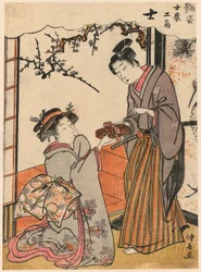 Der Samurai (Shi) aus der Serie Schönheiten, die die vier sozialen Klassen illustrieren (Adesugata shi no ko sho)