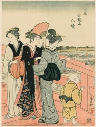Beobachtung des Wasserfestivals von der Azuma-Brücke, aus der Serie "Acht Bezirke des Kinryuzan-Tempels in Asakusa (Asakusa Kinruzan hakkei)"