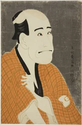Der Schauspieler Arashi Ryuzo II als Ishibe no Kinkichi, der Geldverleiher