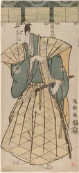 Der Schauspieler Bando Hikosaburo III als Godai Saburo Chikatada