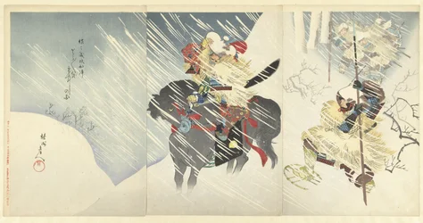 General Sasa Narimasa in einem schweren Schneesturm