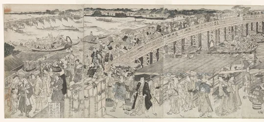 Genießen der Abendbrise an der Ryogoku-Brücke