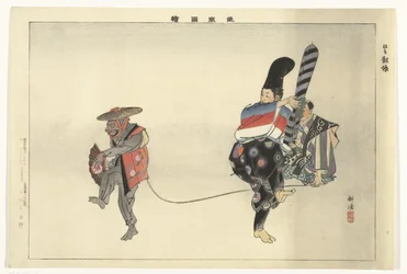 Szene aus dem Noh-Theaterstück Utsubozaru