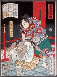 Ōhara Takejirō Takematsu bezwingt einen kahlen Dämon