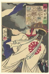 Susukida Hayato mit einer Flagge schwenkend