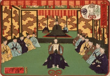 Tokugawa Iemitsu empfängt Fürsten zur Audienz