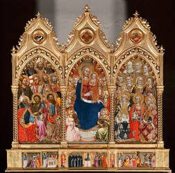 Predella mit dem Leben des Heiligen Bartholomäus, aus Jungfrau und Kind umgeben von Engeln und Heiligen (Detail)