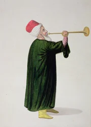 Offizieller Trompeter der Janitscharen-Militärkapelle, osmanische Periode, drittes Viertel des 18. Jahrhunderts