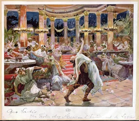 Ein Bankett in Neros Palast, Illustration aus „Quo Vadis“ von Henryk Sienkiewicz (1846-1916), um 1910
