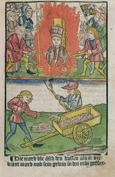 Jan Hus auf dem Scheiterhaufen beim Konzil von Konstanz, aus 
