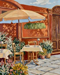 Szene im Freiluftcafé
