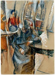 Innenraum mit zwei weiblichen Figuren, 1916