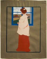 Frau am Fenster (Herbst), um 1908, von Umberto Boccioni
