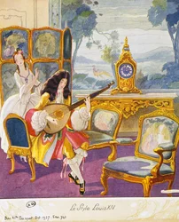 Szene im Stil von Louis XIV, theatralische Kulisse