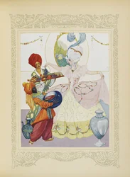 Wir füllten Becken, servierten ihr Obst und Gläser mit Marmelade, Illustration aus 