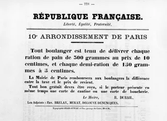 10. Arrondissement de Paris, aus französischen politischen Plakaten der Pariser Kommune, Mai 1871