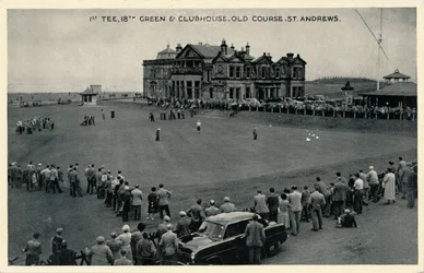 1. Abschlag, 18. Grün & Clubhaus, Old Course, St. Andrews, ca. 1955