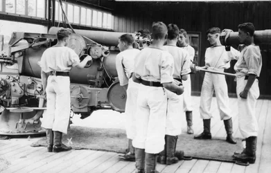 6-Zoll-Geschützdrill, Ausbildungseinrichtung der Royal Navy, Shotley, Suffolk, 1936