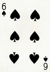 6 der Pik aus einem Kartenspiel von Goodall & Son Ltd., um 1940