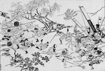 Ein japanisches Künstlerbild von Japans Invasion in Korea im Jahr 1592, 1907
