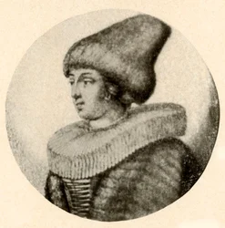 Eine schwedische Dame mit spitzer Pelzmütze und Halskrause, 1640, 1937