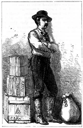 Ein Wells Fargo Bote von ihrem Express-Lieferservice über die Landenge von Panama, 1875