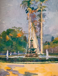 Ein Teil der Allee der Königspalmen, Botanische Gärten, 1914
