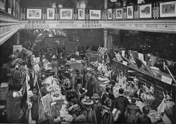 Ein Verkaufstag im Kaufhaus Peter Robinson, Oxford Street, London, um 1903