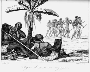 Ein Sklavenkonvoi, Afrika, 19. Jahrhundert