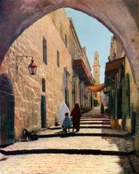 Eine Straße in Jerusalem, Israel, 1926