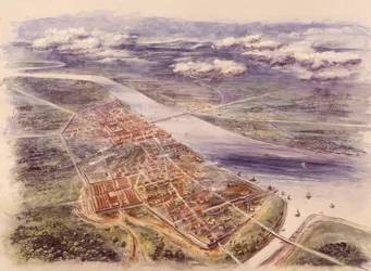 Luftaufnahme von Londinium London aus Nordwesten, 2. Jahrhundert