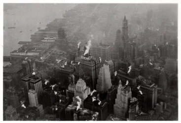 Luftaufnahme von Manhattan, New York City, USA, von einem Zeppelin, 1928-1933