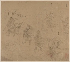 Album mit daoistischen und buddhistischen Themen: Prozession daoistischer Gottheiten: Blatt 15, 1200er