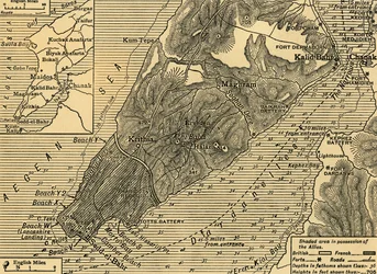 Alliierte Positionen auf der Halbinsel Gallipoli in der Türkei, Erster Weltkrieg, Juli 1915, ca. 1920