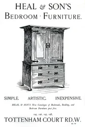Eine Werbung für Heal and Sons Schlafzimmermöbel, 1898