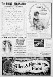 Eine Werbeseite in den Illustrated London News, Weihnachtsausgabe, 1896