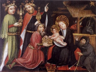 Anbetung der Könige, unbekannter Meister, um 1400; Evangelische Spitalstiftung Isny