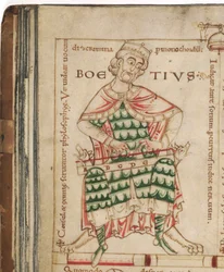 Anicius Manlius Severinus Boethius aus: De institutione musica von Boethius, 12. Jahrhundert