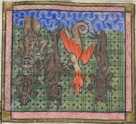 Apokalypse, Detail: Dämonen, die vom Himmel fallen, ca. 1370-1375