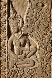 Apsara-Tänzerin-Schnitzerei im Angkor Wat, Siem Reap, Kambodscha