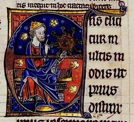 Aristoteles. Aus: Commentarium magnum Averrois in Aristotelis De Anima libros, 13. Jahrhundert
