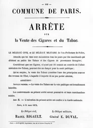 Arrete sur la Vente des Cigares et du Tabac, aus französischen politischen Plakaten der Pariser Kommune