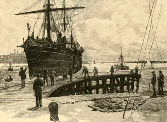 Ankunft eines Dampfers in den Docks von Southampton, 1898